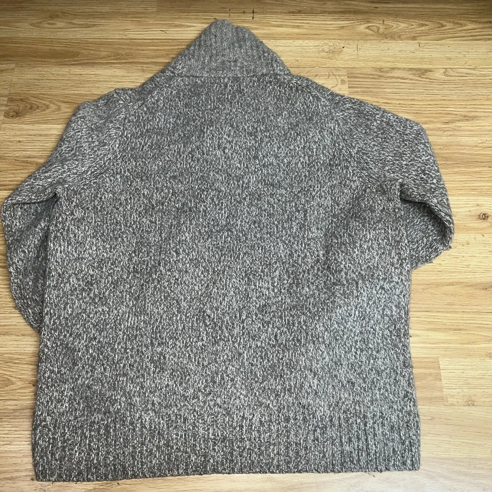 Eddie Bauer Sweater‎ Men Large Tan  Knit Hiking Cotton Shawl Collar